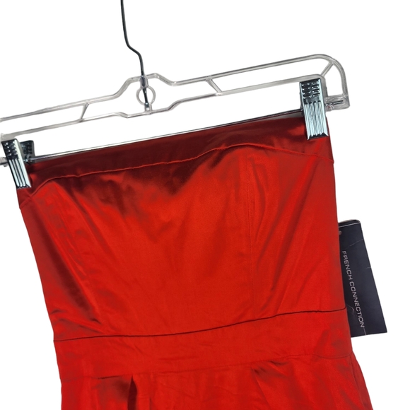 FRENCH CONNECTION Womens 2 Strapless Mini Dress Zipper Back Pockets NWT New Red - Picture 6 of 7